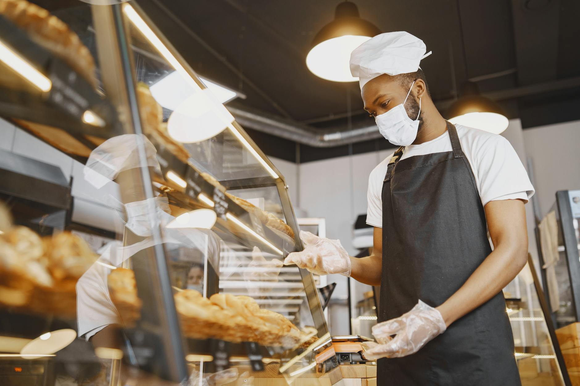 Pastry chef at work in a bakery